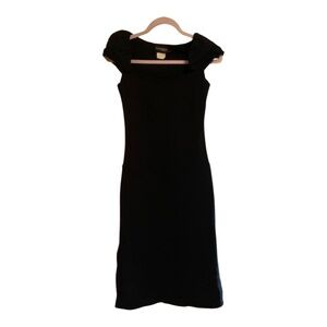 Retro pinup style rockabilly midi black stretch dress. Made in Canada. Sz S